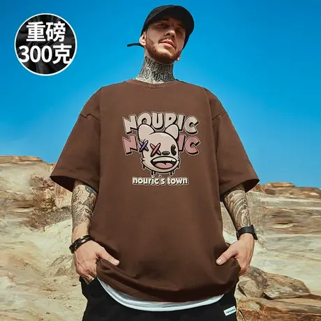 300g重磅美式胖子短袖t恤街头加肥加大码嘻哈纯棉hiphop半袖男图片