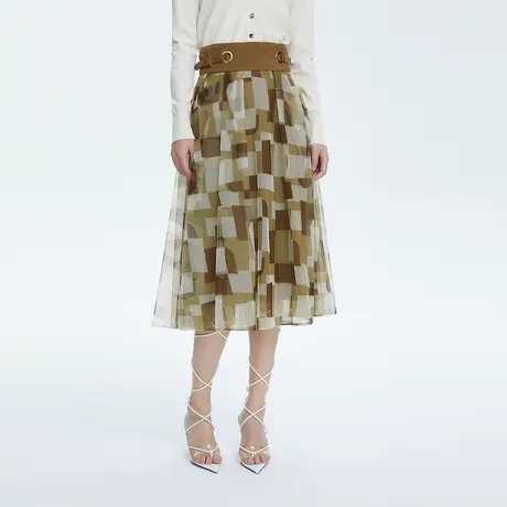 LANCY/朗姿[三个世界]春夏季商场同款女士时尚高腰通勤半身裙女图片