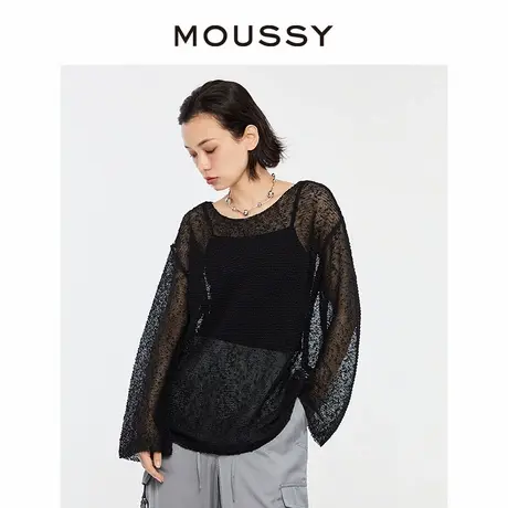 MOUSSY 夏季新品田园风简约套头微透针织衫上衣010HS670-0770商品大图