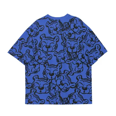 克莱因蓝短袖t恤女2023年新款夏季韩版遮屁股中长款上衣卡通宽松图片