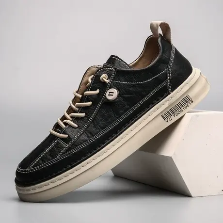 雨鞋男款秋季防水防滑厨师鞋水鞋男韩版黑皮面鞋男士劳保专用水靴商品大图