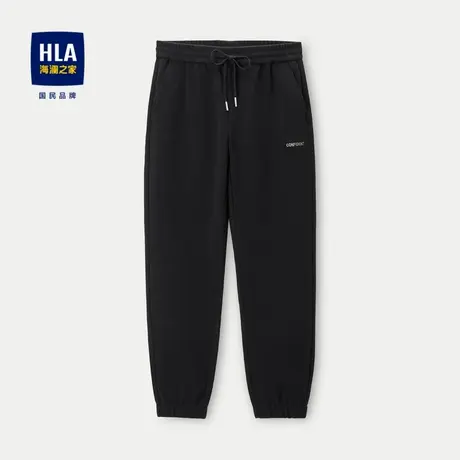 HLA/海澜之家松紧腰休闲裤2023秋季新款宽松锥形纯色束脚长裤男商品大图