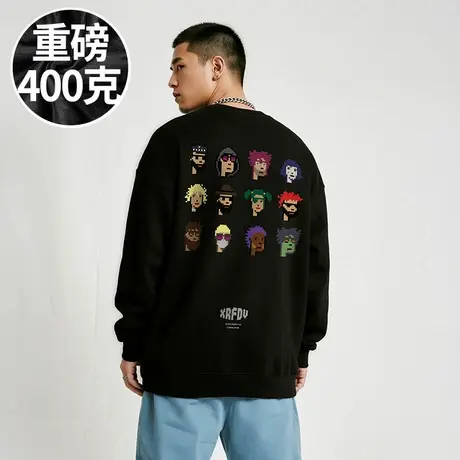 【胖子男装】300斤大码男装潮男美式复古加肥加大码圆领卫衣秋季商品大图
