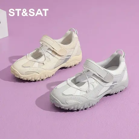 St&Sat/星期六内增高魔术贴运动凉鞋浅口玛丽珍女鞋软底休闲单鞋商品大图
