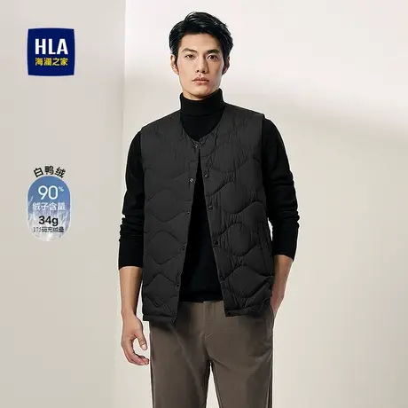 HLA/海澜之家商务羽绒马甲2025秋季新款薄款白鸭绒内搭保暖马甲男商品大图
