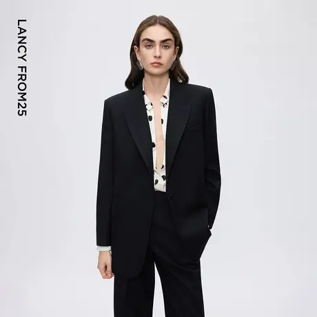 朗姿美丽诺纯羊毛戗驳领西装复古率性通勤风外套女2025年冬季新款商品大图