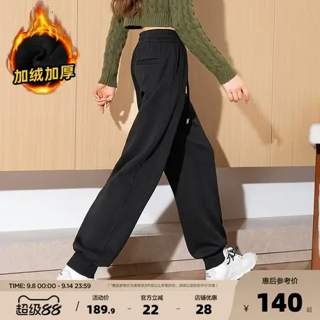 唐狮25冬季新款美式卫裤女加绒加厚收口哈伦休闲束脚运动裤女zy图片