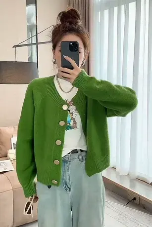 秋季女装2023新款高级感上衣韩版设计感小众短款外搭针织开衫外套商品大图