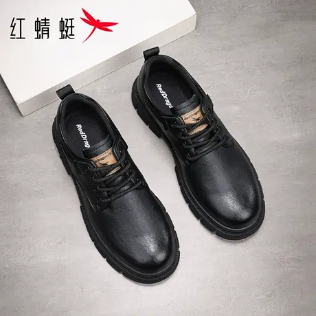红蜻蜓男鞋秋冬季新款鞋子男士黑色休闲皮鞋男真皮英伦风头层牛皮商品大图