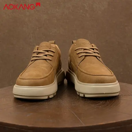 奥康工装风厚底德比鞋男休闲皮鞋系带百搭潮男鞋2025冬季新款增高商品大图