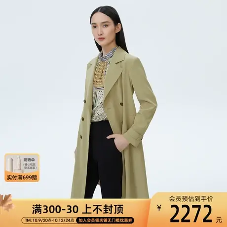 LANCY/朗姿女秋季新款中长款风衣通勤商务休闲收腰外套女装商品大图