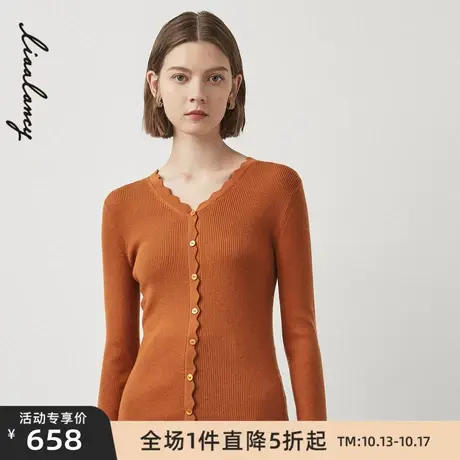 LANCY/悦朗姿冬季新款羊毛衫女高级感女士针织开衫外穿通勤商品大图