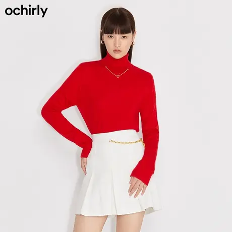 【品牌甄选】ochirly欧时力新款春装链饰高领羊毛初恋感针织毛衣图片