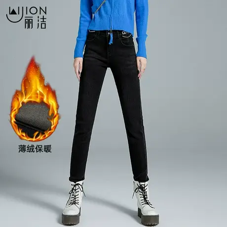 丽洁显瘦超高腰牛仔裤女2023紧身靴裤加绒春秋冬弹力铅笔小脚长裤商品大图