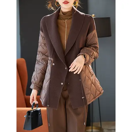 宝诗黎【新品价258元】双排扣针织拼接棉服UM8048商品大图