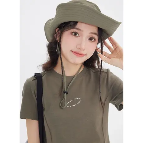 尔给设计感小众短袖t恤女2023新款显瘦短款法式甜辣小上衣夏季商品大图