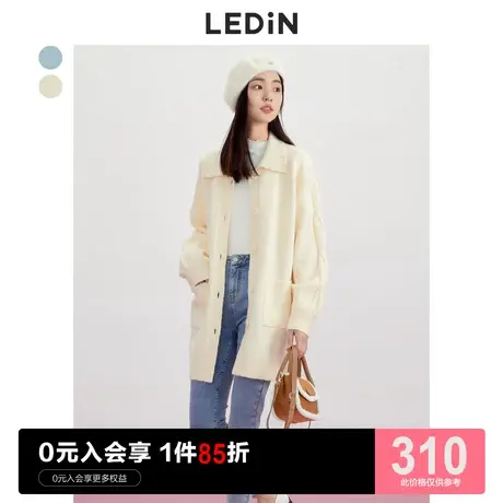 乐町气质长开衫休闲秋冬新款女装上衣毛衣外套女大衣针织衫图片