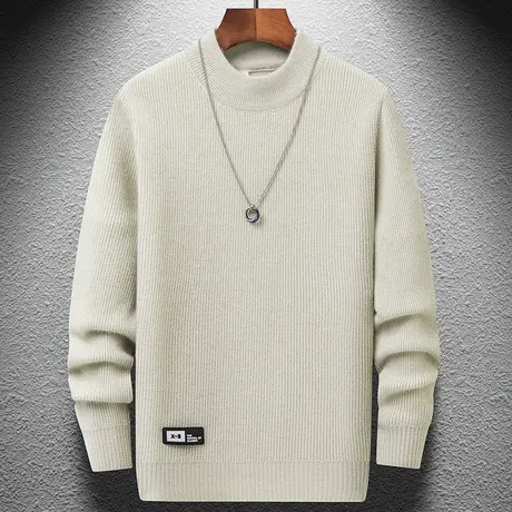 2023新款半高领毛衣男秋冬季保暖内搭打底厚款毛线针织衫青年男装商品大图