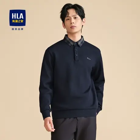 【加绒加厚】HLA/海澜之家针织衫23秋冬新撞色字母刺绣保暖毛衣男商品大图