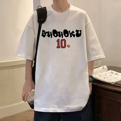 2024新款夏季短袖T恤男ins潮牌港风纯棉运动宽松半袖体恤潮流上衣商品大图