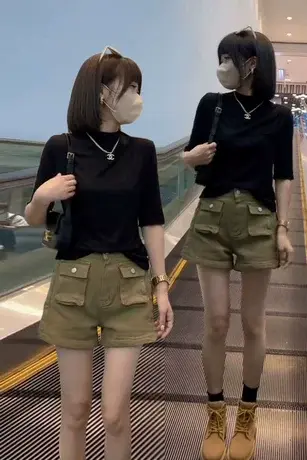 半高领黑色t恤女夏中袖莫代尔打底衫五分袖紧身上衣2023年春秋季商品大图