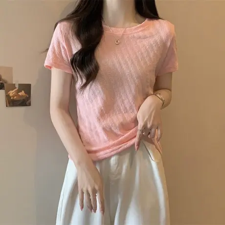ins超火修身小衫T恤女短袖夏季百搭韩版洋气减龄小个子短款上衣服图片