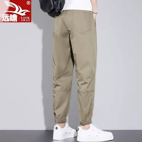 夏天男士冰丝休闲裤2023夏季新款工装速干束脚潮牌薄款九分男裤子商品大图