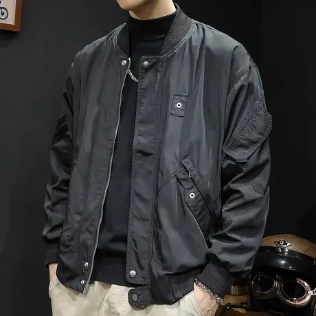 夹克外套男2024新款春秋飞行员工装拉链男士休闲上衣棒球领春季潮图片