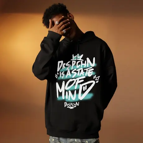 美式高街西海岸大码连帽卫衣潮牌男潮春秋款加肥加大宽松潮流外套商品大图