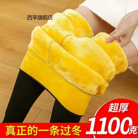 特厚黄金绒打底裤女加绒加厚羊羔绒棉裤一体踩脚裤冬季高腰保暖裤商品大图