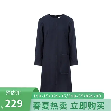 伊芙丽连衣裙春款新圆领长袖宽松显瘦中长款裙子1AC999021商品大图