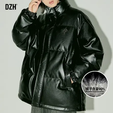 男士美式复古pu皮羽绒服男冬季加厚2023新款情侣羽绒外套男款冬装图片