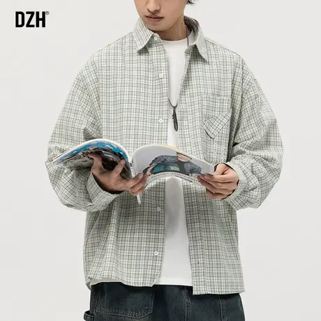 男生格子衬衫男韩版潮流情侣衬衣男款2024年春季新款刺绣寸衫外套商品大图