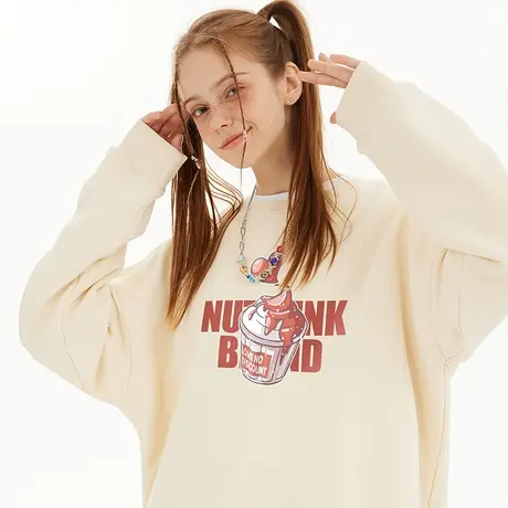 Nuthink无帽宽松冰淇淋印花卫衣男潮牌国潮情侣大码男款上衣冬季商品大图
