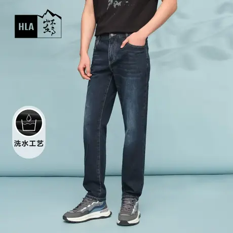 HLA/海澜之家循迹山不在高牛仔裤2024春夏新款中腰直筒刺绣裤子男商品大图