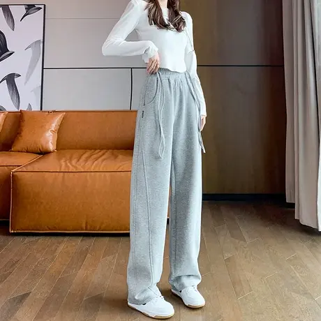 窄版香蕉运动裤女春秋2024新款高腰直筒裤宽松灰色休闲阔腿卫裤子商品大图