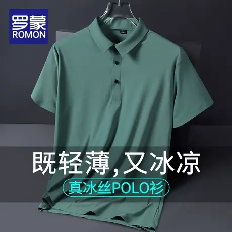 罗蒙短袖t恤男士夏季新款宽松翻领上衣潮牌冰丝薄款无痕polo衫男图片