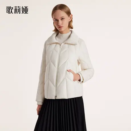 现货歌莉娅羽绒服女短款轻通勤轻薄保暖鹅绒翻领外套1BNL8B550图片