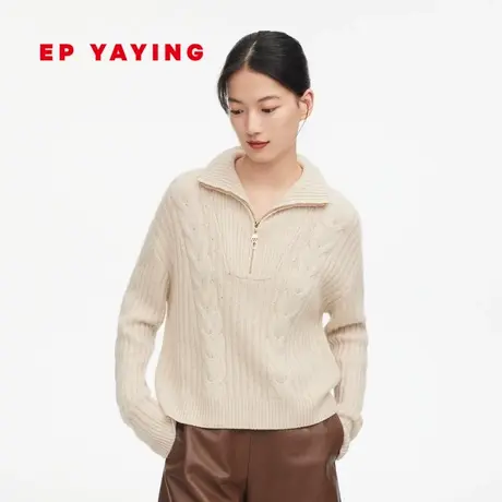 EP YAYING雅莹女装 牦牛绒高领收腰polo针织衫 商场同款9599A商品大图