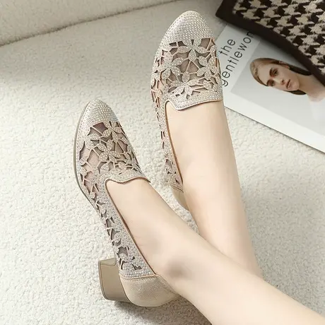 镂空包头透气鞋子女2023新款小个子显高夏天41号大码凉鞋新款洋气商品大图