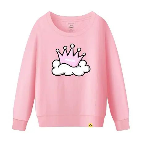 Ohlyah品牌2023秋冬韩版宽松女装卫衣圆领长袖皇冠印花闺蜜粉色潮商品大图