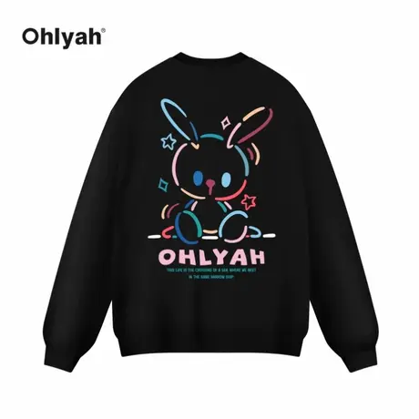 Ohlyah潮牌无帽兔子卫衣外套女秋bf慵懒风oversize潮ins薄款上衣图片