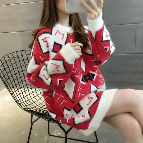 毛衣2023年新款女装春秋冬女士春款春装圣诞毛衣宽松打底衫中长款图片