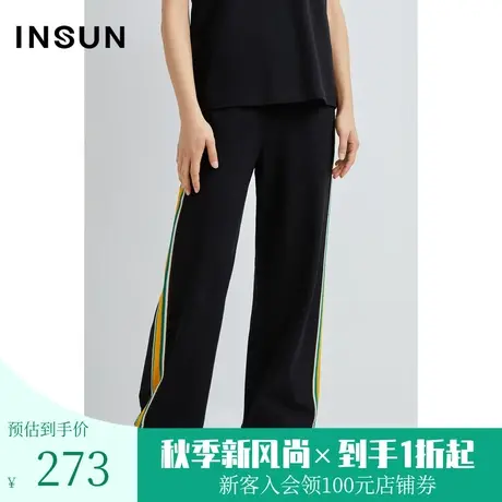 恩裳夏女装棉质舒适时尚侧缝撞色织带百搭休闲阔腿裤商品大图