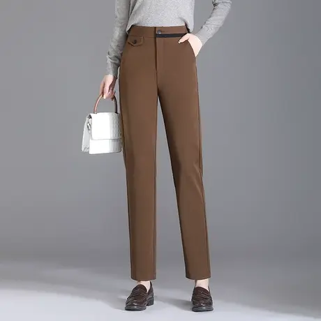 咖色西装裤女2023秋季新款高腰显瘦垂感小脚裤通勤百搭哈伦裤子商品大图