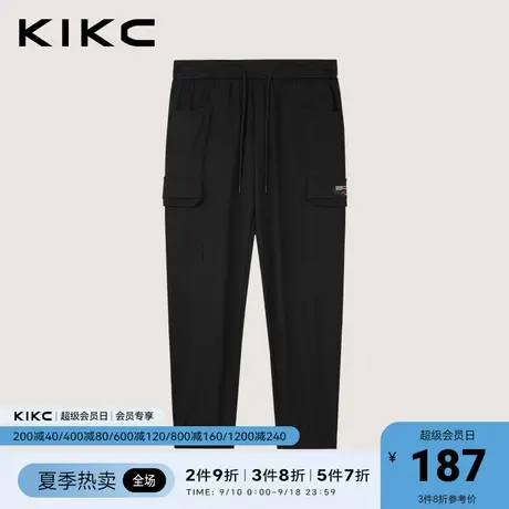 kikc工装裤男2023春夏新款商场同款束脚抽绳字母印花针织休闲长裤商品大图