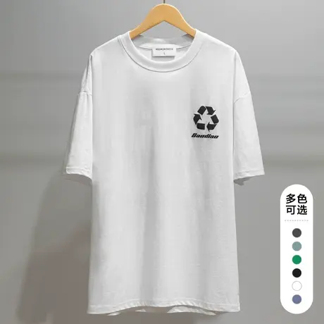 夏季薄款印花男士圆领T恤潮流百搭情侣装男装夏装衣服打底衫潮牌商品大图