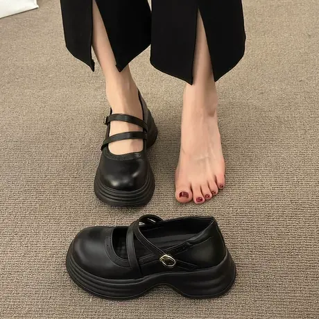 玛丽珍鞋女夏季2023年新款浅口学院风圆头小皮鞋英伦风时尚单鞋潮商品大图