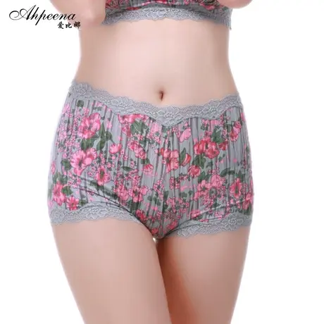爱比娜夏季中老年无痕内裤女高腰平角裤蕾丝高弹舒适纯棉裆底裤女商品大图