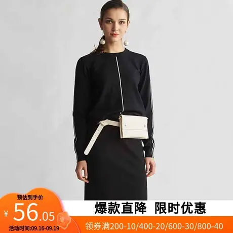 【断码XS/S】艾格2023春秋新品气质女装针织衫圆领长袖W324图片